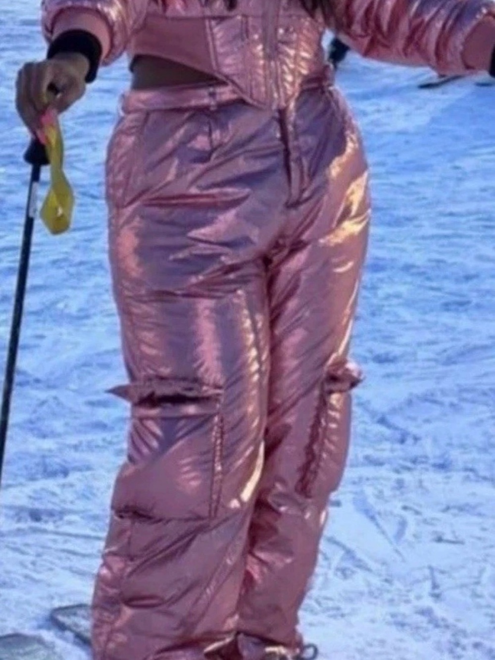 Metallic Rose Pink Insulated Snow Jacket and Pants